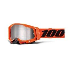 100% RACECRAFT 2 NEON ORANGE GOGGLE - SILVER MIRROR LENS (Also Included: Clear lens extra and Stack of Tear-Off extra)