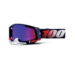 Off-Road Goggle 100% The RACECRAFT 2 REPUBLIC GOGGLE - RED / BLUE MIRROR LENS (Also Included: Clear lens extra and Stack of Tear-Off extra)