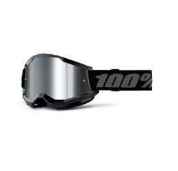 Off-Road Goggle 100% The STRATA 2 BLACK GOGGLE - SILVER MIRROR LENS