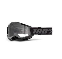 Off-Road Goggle 100% The STRATA 2 BLACK MASK - TRANSPARENT LENS