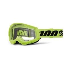 Off-Road Goggle 100% The STRATA 2 JUNIOR NEON YELLOW MASK - TRANSPARENT LENS