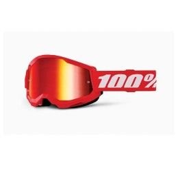 Off-Road Goggle 100% The STRATA 2 JUNIOR RED GOGGLE - RED MIRROR LENS