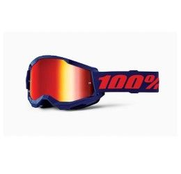 Off-Road Goggle 100% The STRATA 2 NAVY GOGGLE - RED MIRROR LENS