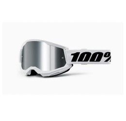 Off-Road Goggle 100% The STRATA 2 WHITE GOGGLE - SILVER MIRROR LENS
