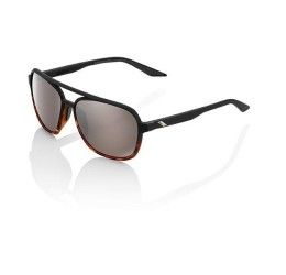 SUNGLASSES 100% KONNOR - MATTE TRANSLUCENT BROWN FADE - SILVER MIRROR HIPER LENSES