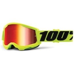 Off-Road Goggle 100% The Strata 2 Youth model Fluo Yellow Red mirror lens