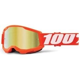 Off-Road Goggle 100% The Strata 2 Youth model Orange gold mirror lens