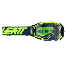 Off-Road Goggle Leatt Velocity 6.5 Cryztal model blue-fluo yellow color - iridescent lens