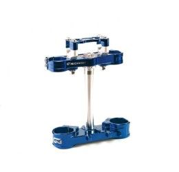 GECO 2D triple clamps cnc machined BLUE anodized for Husqvarna TE 150 17-20 (with Risers kit)