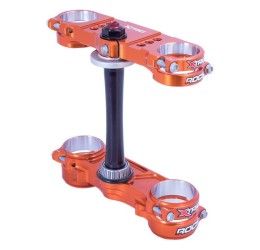 Xtrig Rocs triple clamps cnc machined variable offset for KTM 500 EXC-F 24-25 offset 20-22 orange color