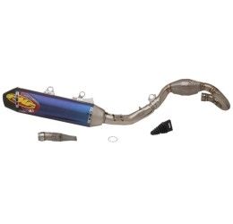 FMF Factory 4.1 RCT complete exhaust system with MegaBomb Titanium pipe and blue anodized Titanium silencer with end cap Carbon Husqvarna FC 350 19-22