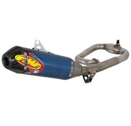 FMF Factory 4.1 RCT complete exhaust system with MegaBomb Titanium pipe and blue anodized Titanium silencer with end cap Carbon Yamaha YZ 450 F 20-22