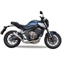 MT RACE GP2 complete exhaust system no street legal with STEEL pipes and Satin STEEL silencer with CARBON end cap for Honda CB 650 R 21-23