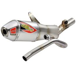 Pro Circuit T6 Tri-Oval complete exhaust system with Stainless Steel pipe and Aluminum silencer with end cap Stainless Steel Honda CRF 450 R 21-24