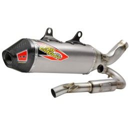Pro Circuit T-6 Euro Tri-Oval complete exhaust system with Stainless Steel pipe and Titanium silencer with end cap Carbon Husqvarna FC 250 19-22