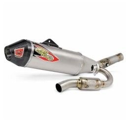 Pro Circuit T-6 Dual Tri-Oval complete exhaust system with Stainless Steel pipe and Titanium silencer with end cap Carbon Kawasaki KXF 250 2020