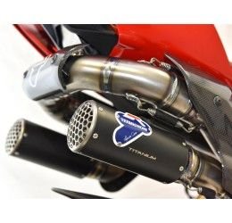 Termignoni complete exhaust system no street legal with titanium pipes and black titanium silencer official WSBK for Ducati Panigale V4 18-20