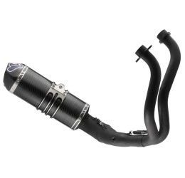 Termignoni complete exhaust system street legal with black stainless steel pipes and carbon silencer for Yamaha MT-07 14-20