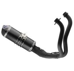 Termignoni complete exhaust system street legal with black stainless steel pipes and carbon silencer for Yamaha MT-07 Tracer 700 16-19