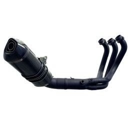 Termignoni complete exhaust system street legal with black stainless steel pipes and carbon silencer for Yamaha MT-09 14-20