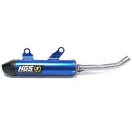 HGS aluminum silencer with carbon end cap for TM MX 125 FI 22-25 blue