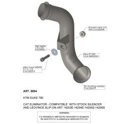 Leovince link pipe de-cat stainless steel for KTM 890 Duke R 20-25
