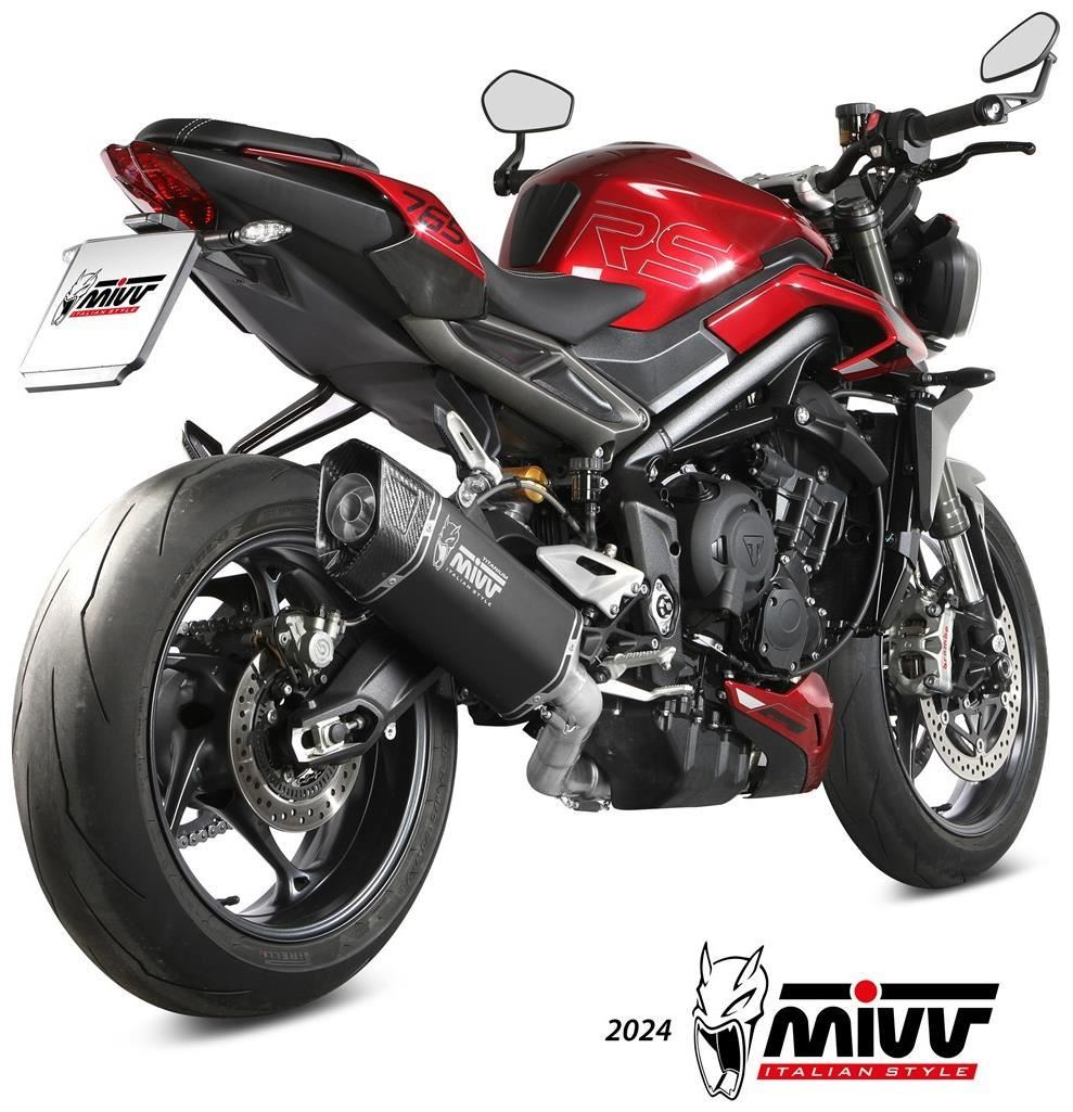 Mivv SR-1 exhaust High street legal Black titanium for Triumph Street  Triple 765 RS 23-24